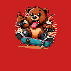 Свитшот хлопковый мужской Мишутка крутой скейтбордист - нейроарт, цвет: красный — фото 2