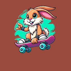 Свитшот хлопковый мужской Зайчонок крутой скейтбордист - нейроарт, цвет: кирпичный — фото 2