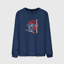 Свитшот хлопковый мужской Несломленный воин, цвет: тёмно-синий