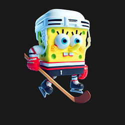 Свитшот хлопковый мужской Губка Боб хоккейный нападающий - нейроарт, цвет: черный — фото 2