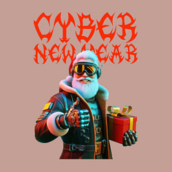 Свитшот хлопковый мужской Santa with gift - cyberpunk, цвет: пыльно-розовый — фото 2