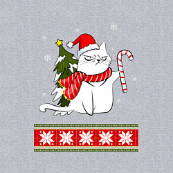 Свитшот хлопковый мужской New year cat with candy, цвет: меланж — фото 2