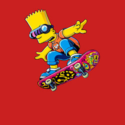 Свитшот хлопковый мужской Барт Симпсон крутой скейтбордист - нейроарт, цвет: красный — фото 2