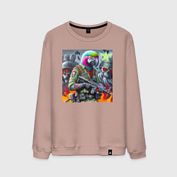 Свитшот хлопковый мужской Cool parrot - special forces, цвет: пыльно-розовый