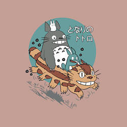 Свитшот хлопковый мужской Мой сосед Тоторо атобус, цвет: пыльно-розовый — фото 2