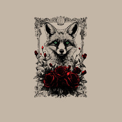 Свитшот хлопковый мужской Лис с красными розами, цвет: миндальный — фото 2