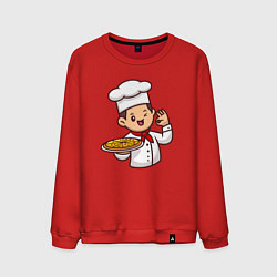 Свитшот хлопковый мужской Поварёнок с пиццей, цвет: красный