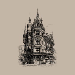 Свитшот хлопковый мужской Старинный дом, цвет: миндальный — фото 2