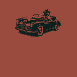 Свитшот хлопковый мужской Мопс на ретро автомобиле, цвет: кирпичный — фото 2