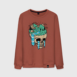 Свитшот хлопковый мужской Nature skull, цвет: кирпичный