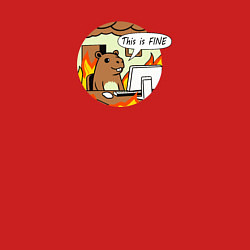 Свитшот хлопковый мужской Капибара за компьютером мем все в порядке, цвет: красный — фото 2