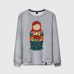 Свитшот хлопковый мужской Матрёшка милая, цвет: меланж