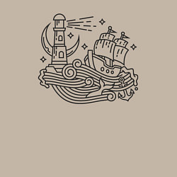 Свитшот хлопковый мужской Sea ship, цвет: миндальный — фото 2