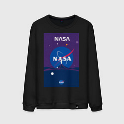 Свитшот хлопковый мужской NASA фиолетовый плакат, цвет: черный