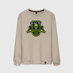 Свитшот хлопковый мужской Скелет скейтер, цвет: миндальный