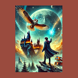 Свитшот хлопковый мужской Harry Potter and owl - Hogwarts, цвет: кирпичный — фото 2