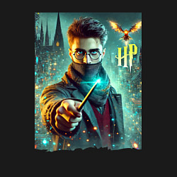 Свитшот хлопковый мужской Harry Potter with a magic wand - ai art fantasy, цвет: черный — фото 2