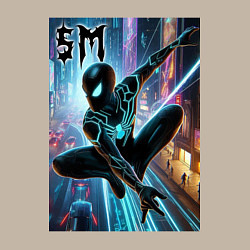 Свитшот хлопковый мужской Neon Spider-man - ai art fantasy, цвет: миндальный — фото 2