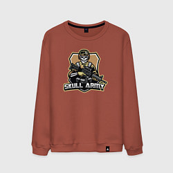 Свитшот хлопковый мужской Skull army, цвет: кирпичный