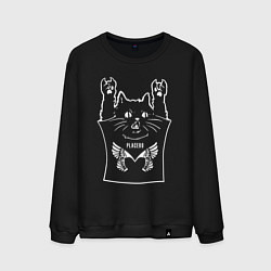 Свитшот хлопковый мужской Placebo - cat rock, цвет: черный