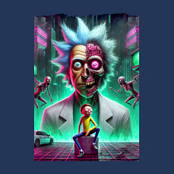 Свитшот хлопковый мужской Rick and Morty - neon skull, цвет: тёмно-синий — фото 2