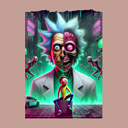 Свитшот хлопковый мужской Rick and Morty - neon skull, цвет: пыльно-розовый — фото 2