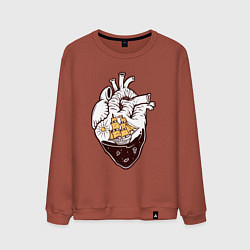 Свитшот хлопковый мужской Сердце корабля, цвет: кирпичный