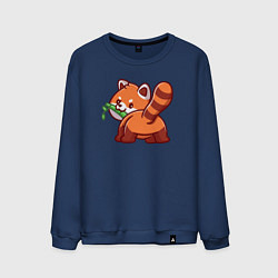 Свитшот хлопковый мужской Игривая красная панда, цвет: тёмно-синий