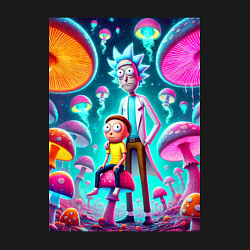 Свитшот хлопковый мужской Морти сидит на грибе рядом с Риком, цвет: черный — фото 2