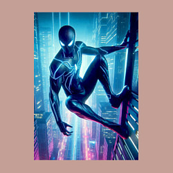 Свитшот хлопковый мужской Чувак-паук висит на стене небоскрёба, цвет: пыльно-розовый — фото 2