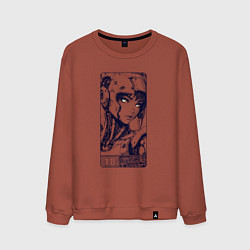 Свитшот хлопковый мужской Футуристичная кибернетическая девушка, цвет: кирпичный