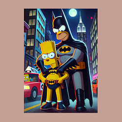 Свитшот хлопковый мужской Batsimpson with son Bart - ai art fantasy, цвет: пыльно-розовый — фото 2