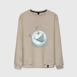 Свитшот хлопковый мужской Снеговик вид сверху, цвет: миндальный