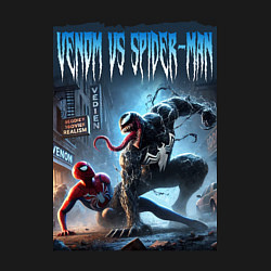 Свитшот хлопковый мужской Venom vs Spider-Man - neon glow, цвет: черный — фото 2