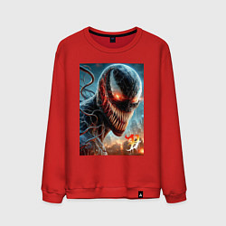 Свитшот хлопковый мужской Ужасный Веном - неоновое свечение, цвет: красный