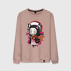 Свитшот хлопковый мужской Клинок рассекающий демонов Незуко каваи, цвет: пыльно-розовый