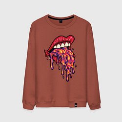 Свитшот хлопковый мужской Crazy lips, цвет: кирпичный