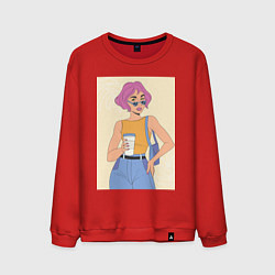 Свитшот хлопковый мужской Капучино вайб, цвет: красный