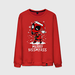 Свитшот хлопковый мужской Deadpool - merry kiss my ass, цвет: красный