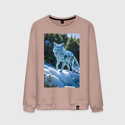 Свитшот хлопковый мужской Кристальный волк на снегу, цвет: пыльно-розовый