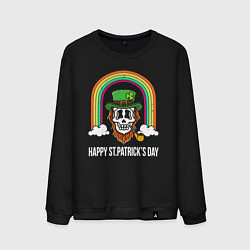 Свитшот хлопковый мужской Happy St Patricks day - skull, цвет: черный