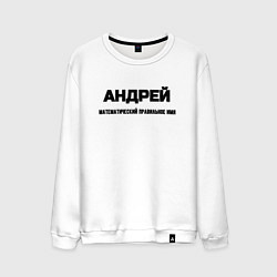 Свитшот хлопковый мужской Математически правильное имя Андрей, цвет: белый