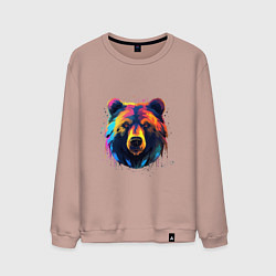 Свитшот хлопковый мужской Медведь абстракция, цвет: пыльно-розовый