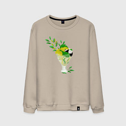 Свитшот хлопковый мужской Панда и мороженое, цвет: миндальный