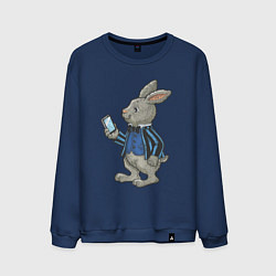 Свитшот хлопковый мужской Деловой зайчик, цвет: тёмно-синий
