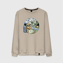 Свитшот хлопковый мужской Фото пейзаж, цвет: миндальный