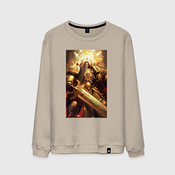 Свитшот хлопковый мужской Император человечества - Вархаммер 40000, цвет: миндальный