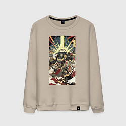Свитшот хлопковый мужской Иллюстрация космодесантника, цвет: миндальный