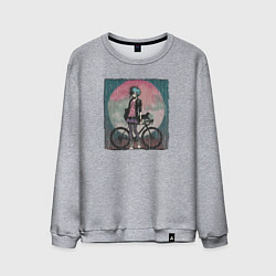 Мужской свитшот Девочка эмо анархистка с велосипедом - дождь и кош