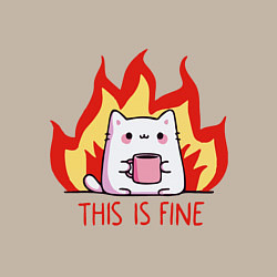 Свитшот хлопковый мужской Cat - this is fine, цвет: миндальный — фото 2